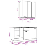 Kitchen Unit LYON 5 pcs White Engineered Wood - Low Angle