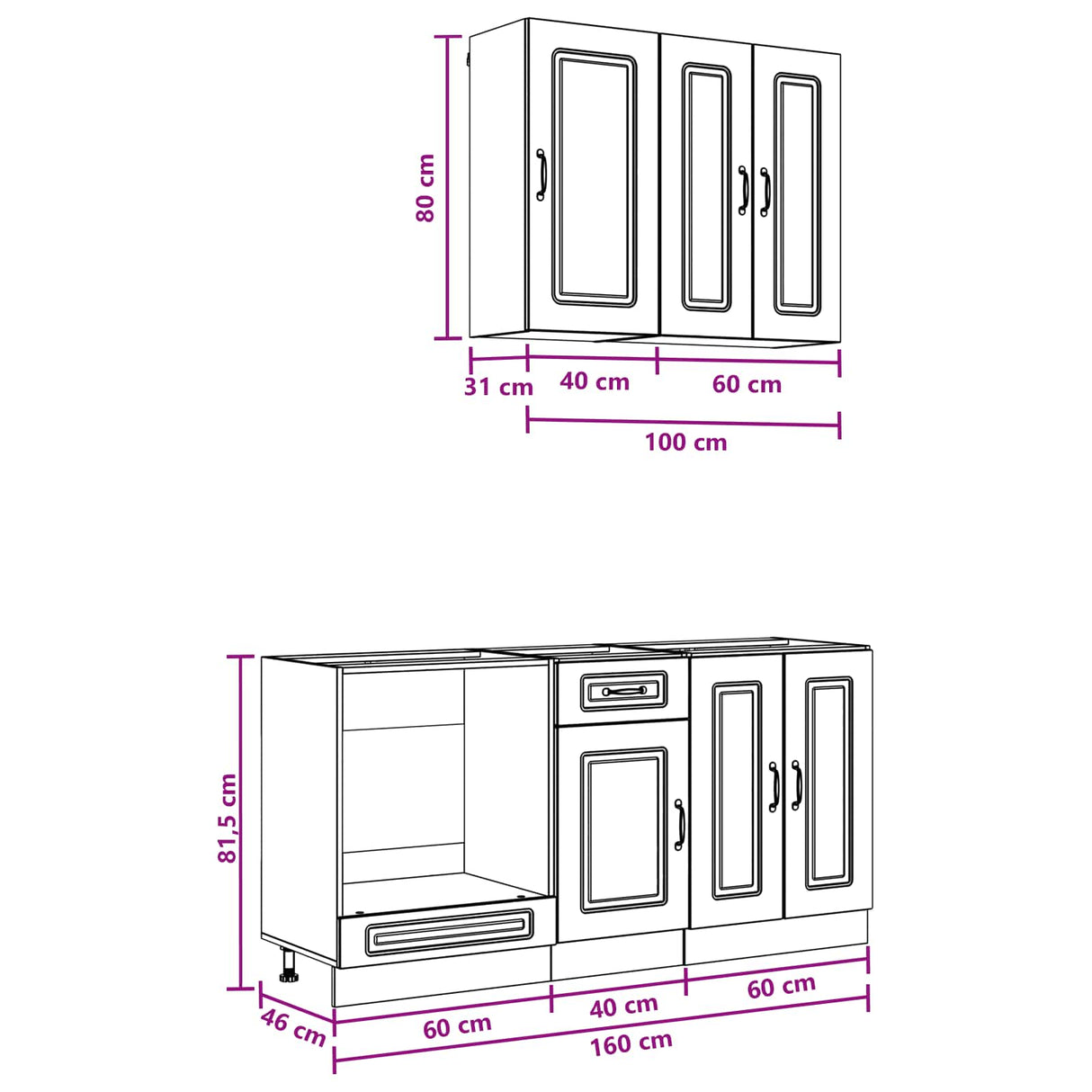 Kitchen Unit KALMAR 5 pcs White Engineered Wood