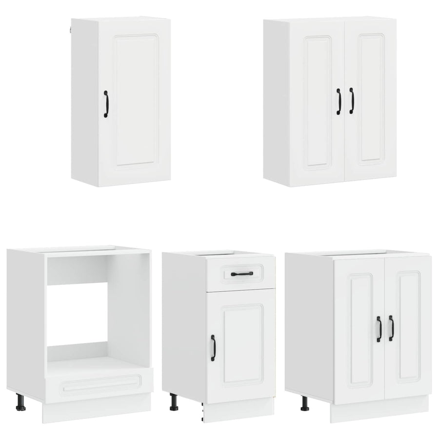 Kitchen Unit KALMAR 5 pcs High Gloss White Engineered Wood