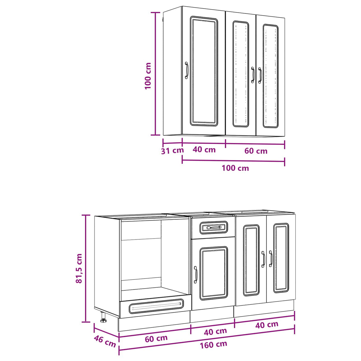 Kitchen Unit KALMAR 5 pcs White Engineered Wood