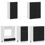 Kitchen Unit LUCCA 5 pcs Black Engineered Wood