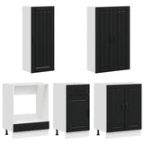 Kitchen Unit LUCCA 5 pcs Black Engineered Wood