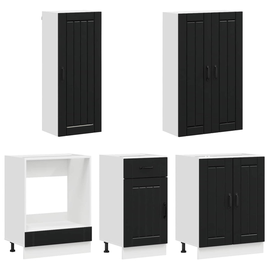 Kitchen Unit LUCCA 5 pcs Black Engineered Wood
