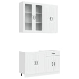 Kitchen Unit KALMAR 4 pcs High Gloss White Engineered Wood - Front View