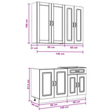 Kitchen Unit KALMAR 4 pcs High Gloss White Engineered Wood - Low Angle