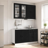 Kitchen Unit LUCCA 4 pcs Black Engineered Wood