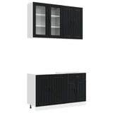 Kitchen Unit LUCCA 4 pcs Black Engineered Wood