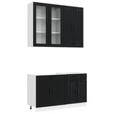 Kitchen Unit LUCCA 4 pcs Black Engineered Wood - Front View