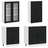 Kitchen Unit LUCCA 4 pcs Black Engineered Wood