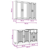 Kitchen Unit LUCCA 4 pcs High Gloss White Engineered Wood - Low Angle