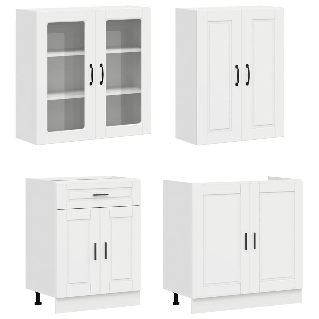 Kitchen Unit PORTO 4 pcs High Gloss White Engineered Wood