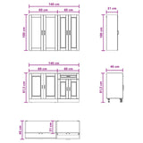 Kitchen Unit PORTO 4 pcs White Engineered Wood - Rear View