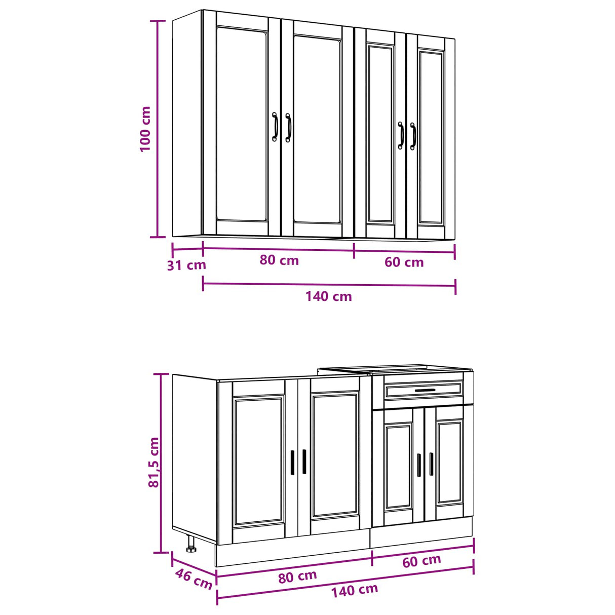 Kitchen Unit PORTO 4 pcs White Engineered Wood