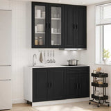 Kitchen Unit PORTO 4 pcs Black Engineered Wood