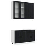 Kitchen Unit PORTO 4 pcs Black Engineered Wood