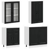 Kitchen Unit PORTO 4 pcs Black Engineered Wood - Side View