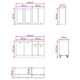 Kitchen Unit LYON 4 pcs White Engineered Wood - Rear View