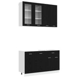 Kitchen Unit LYON 4 pcs Black Oak Engineered Wood - Front View