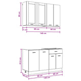Kitchen Unit LYON 4 pcs Black Oak Engineered Wood - Close-Up Angle