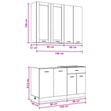 Kitchen Unit LYON 4 pcs White Engineered Wood - Close-Up Angle