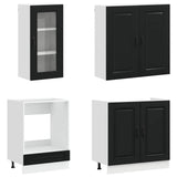 Kitchen Unit KALMAR 8 pcs Black Engineered Wood