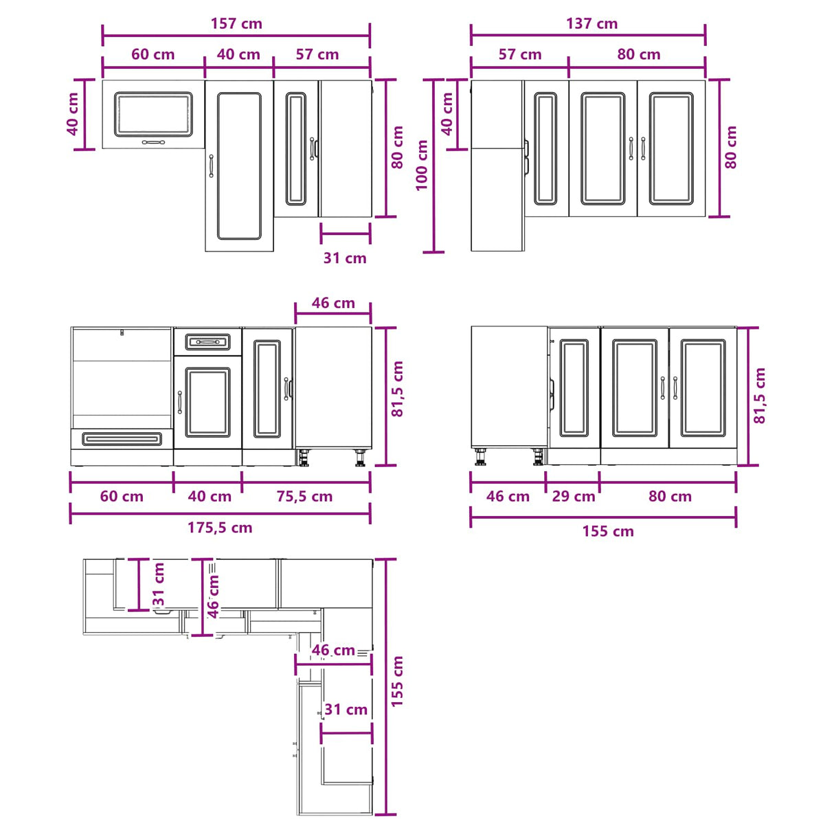 Kitchen Unit KALMAR 8 pcs White Engineered Wood