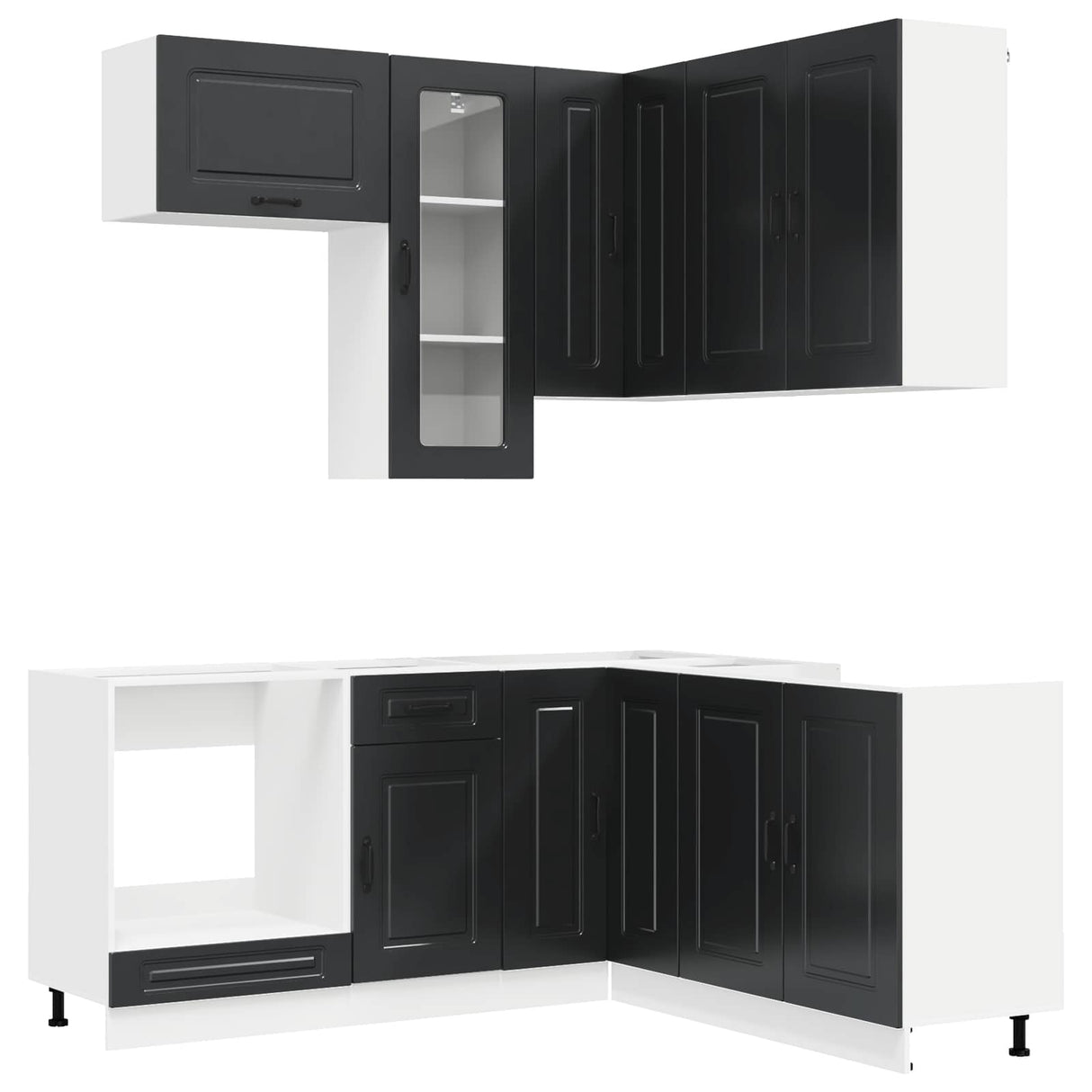 Kitchen Unit KALMAR 8 pcs Black Engineered Wood