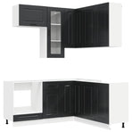 Kitchen Unit KALMAR 8 pcs Black Engineered Wood