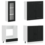 Kitchen Unit KALMAR 8 pcs Black Engineered Wood