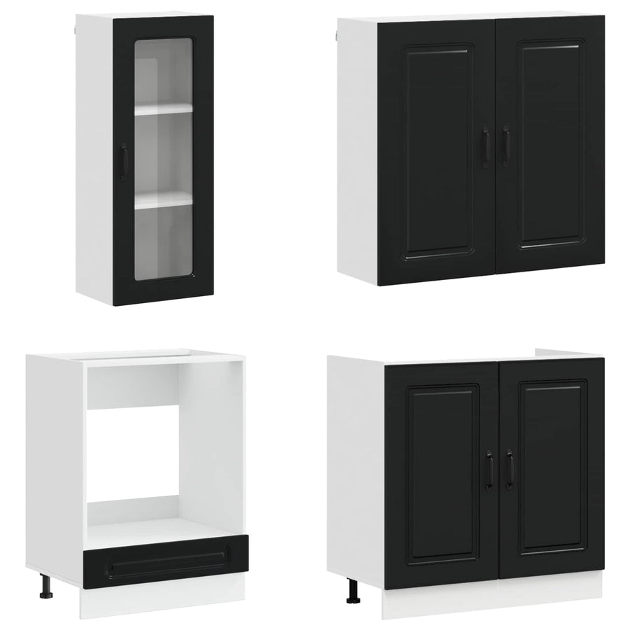 Kitchen Unit KALMAR 8 pcs Black Engineered Wood