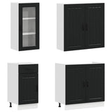Kitchen Unit LUCCA 8 pcs Black Engineered Wood