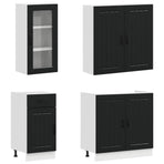 Kitchen Unit LUCCA 8 pcs Black Engineered Wood