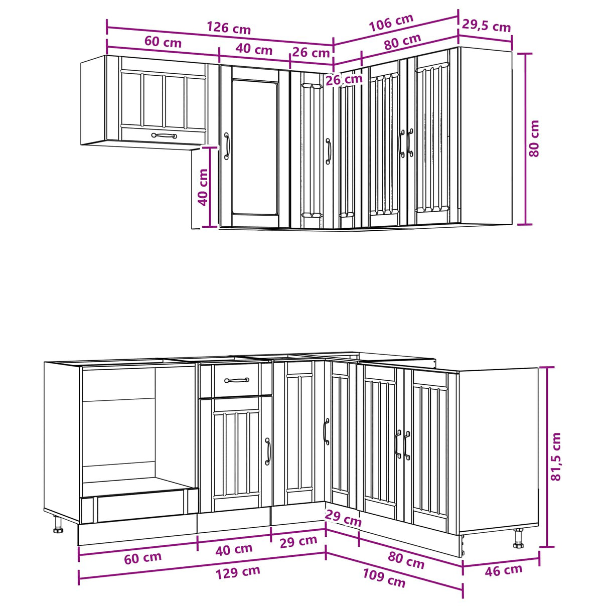 Kitchen Unit LUCCA 8 pcs High Gloss White Engineered Wood
