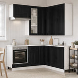 Kitchen Unit LUCCA 8 pcs Black Engineered Wood