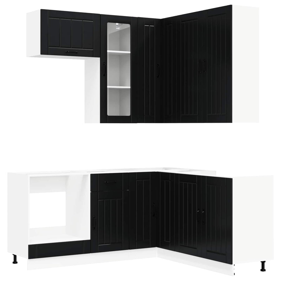Kitchen Unit LUCCA 8 pcs Black Engineered Wood