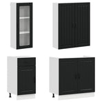 Kitchen Unit LUCCA 8 pcs Black Engineered Wood