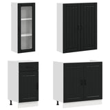 Kitchen Unit LUCCA 8 pcs Black Engineered Wood - Side View