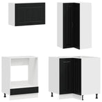 Kitchen Unit LUCCA 8 pcs Black Engineered Wood