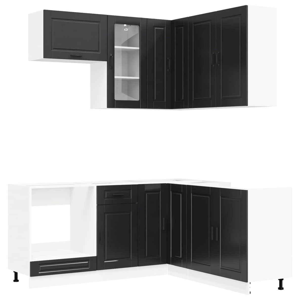 Kitchen Unit PORTO 8 pcs Black Engineered Wood