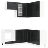 Kitchen Unit PORTO 8 pcs Black Engineered Wood - Front View