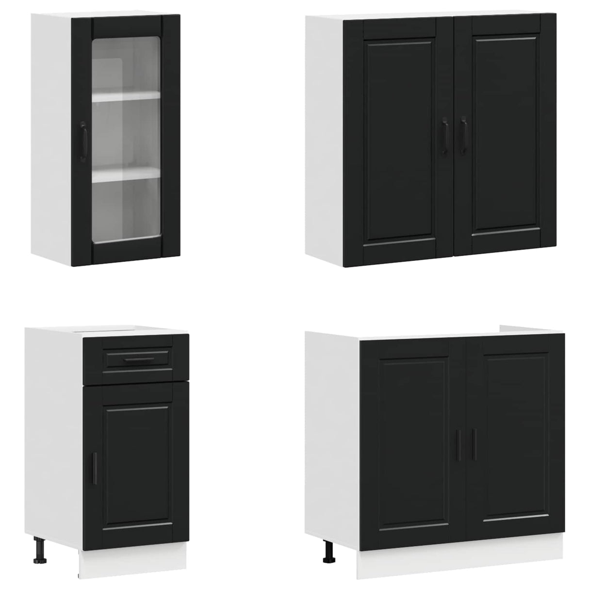 Kitchen Unit PORTO 8 pcs Black Engineered Wood