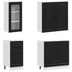 Kitchen Unit PORTO 8 pcs Black Engineered Wood