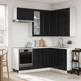 Kitchen Unit PORTO 8 pcs Black Engineered Wood
