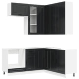 Kitchen Unit PORTO 8 pcs Black Engineered Wood