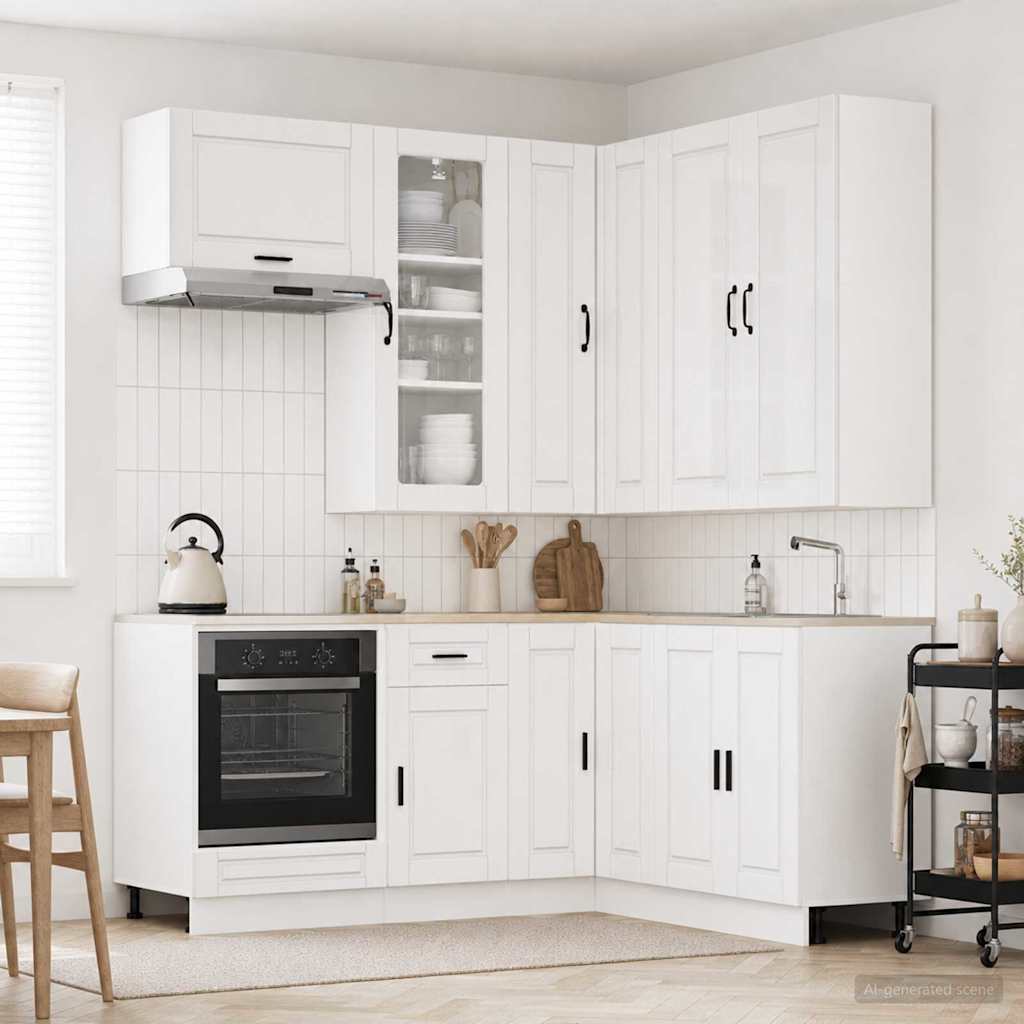 Kitchen Unit PORTO 8 pcs High Gloss White Engineered Wood