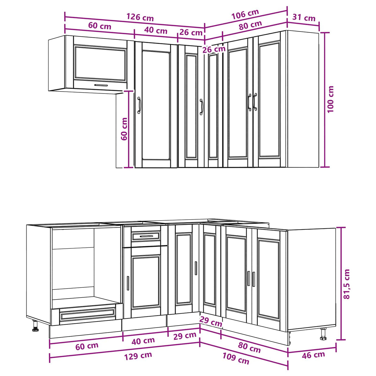 Kitchen Unit PORTO 8 pcs High Gloss White Engineered Wood