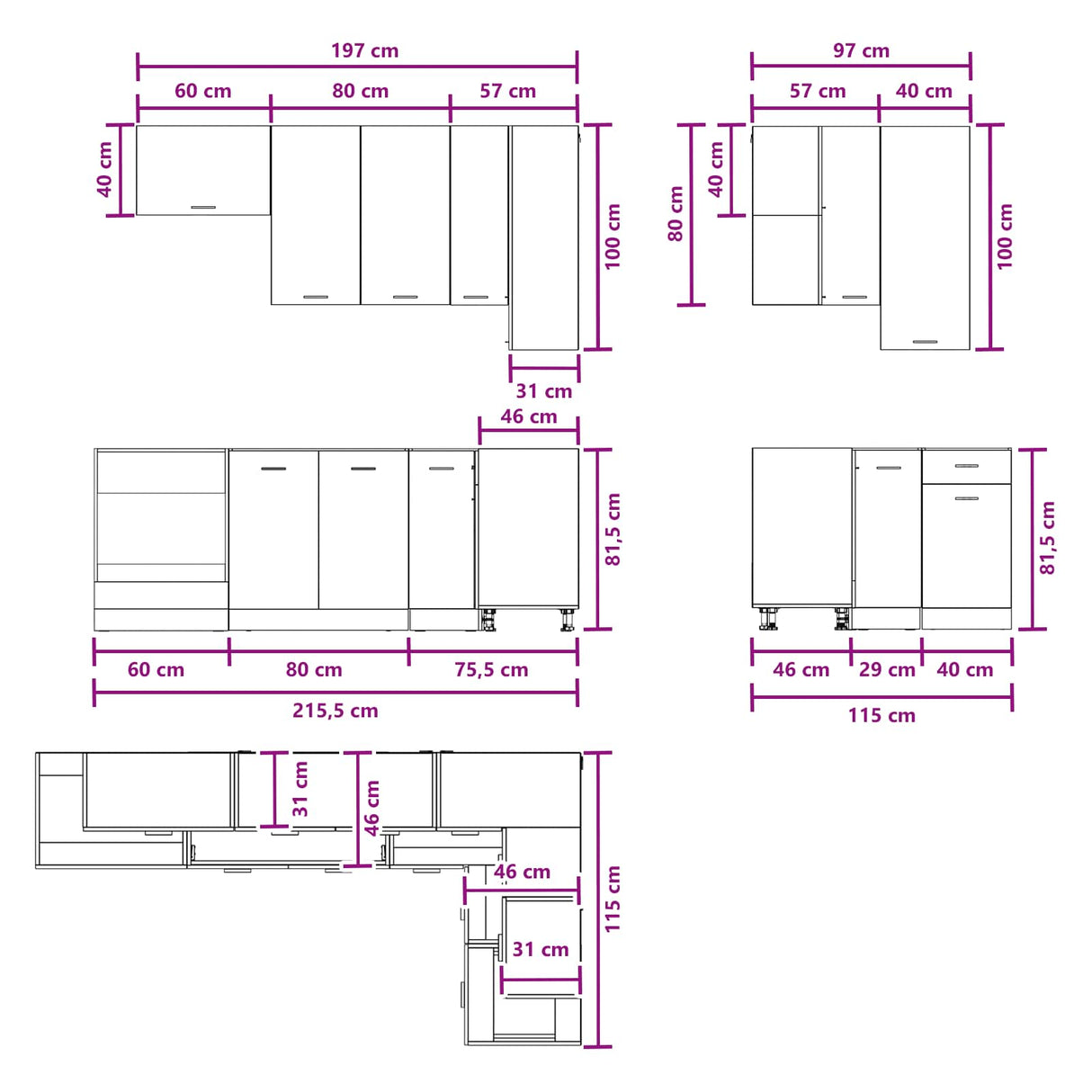 Kitchen Unit LYON 8 pcs White Engineered Wood
