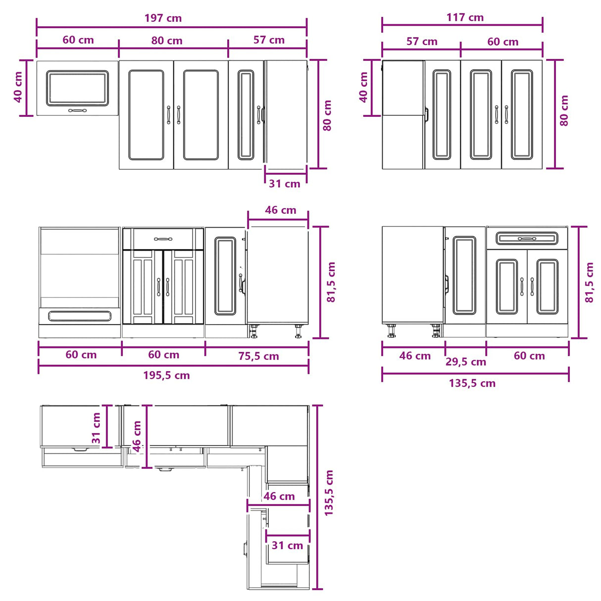 Kitchen Unit KALMAR 8 pcs White Engineered Wood