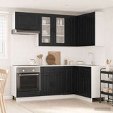 Kitchen Unit KALMAR 8 pcs Black Engineered Wood