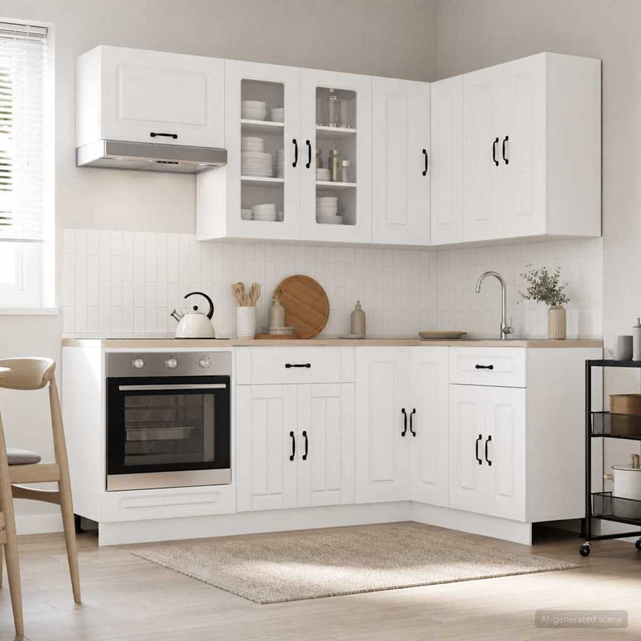 Kitchen Unit KALMAR 8 pcs High Gloss White Engineered Wood